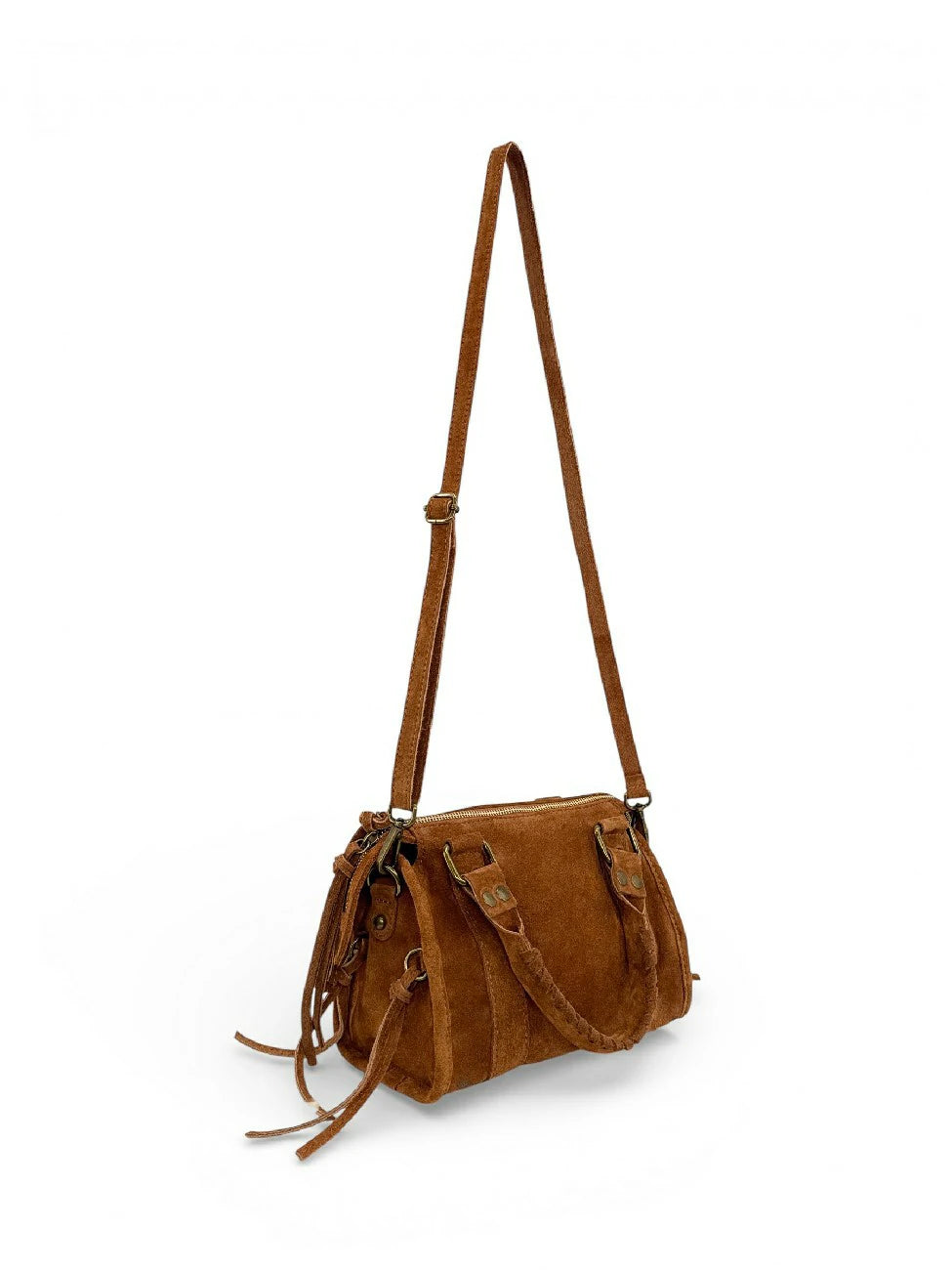 STORM SUEDE MINI suede mini bag, Dark camel