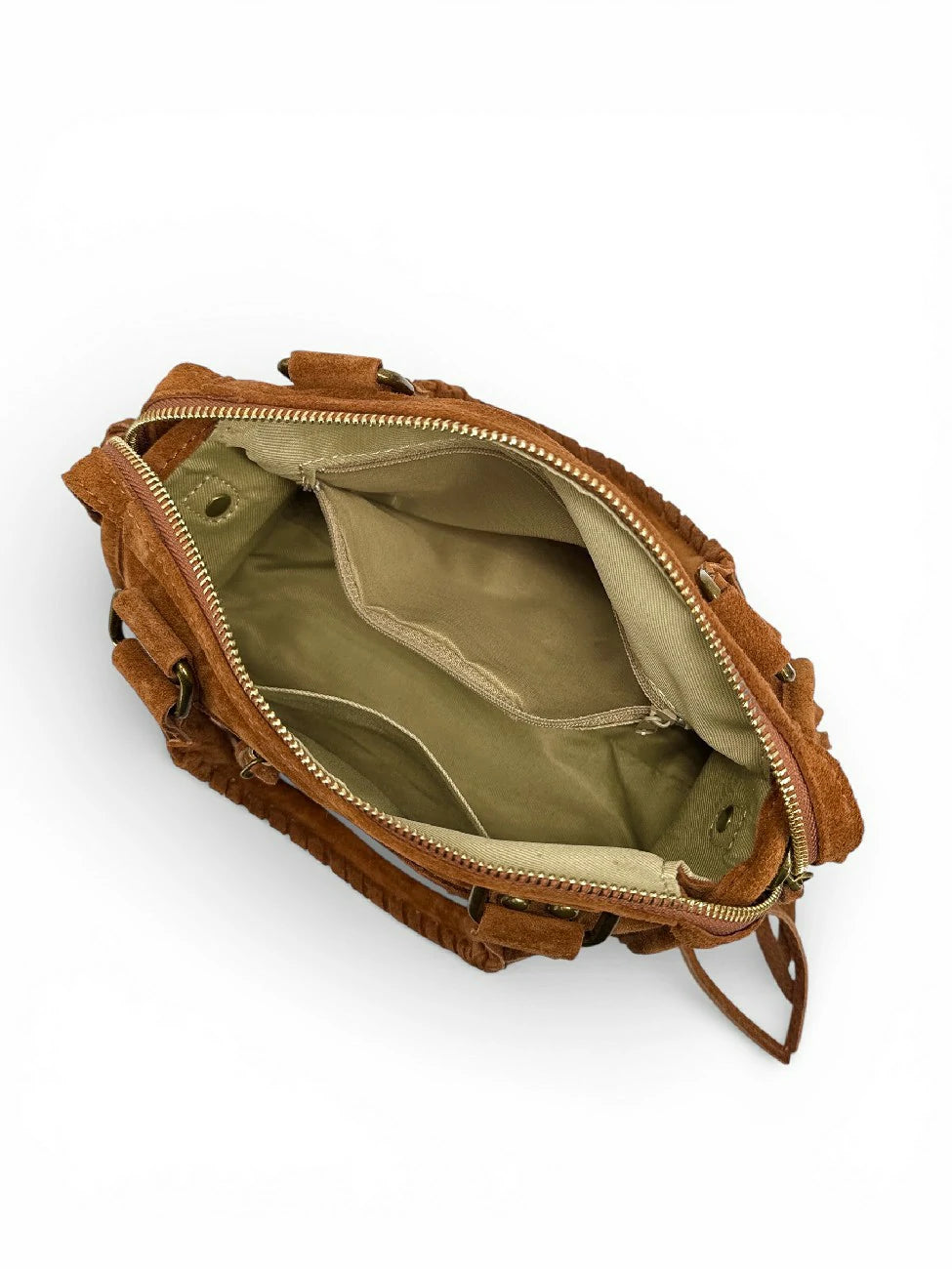 STORM SUEDE MINI suede mini bag, Dark camel