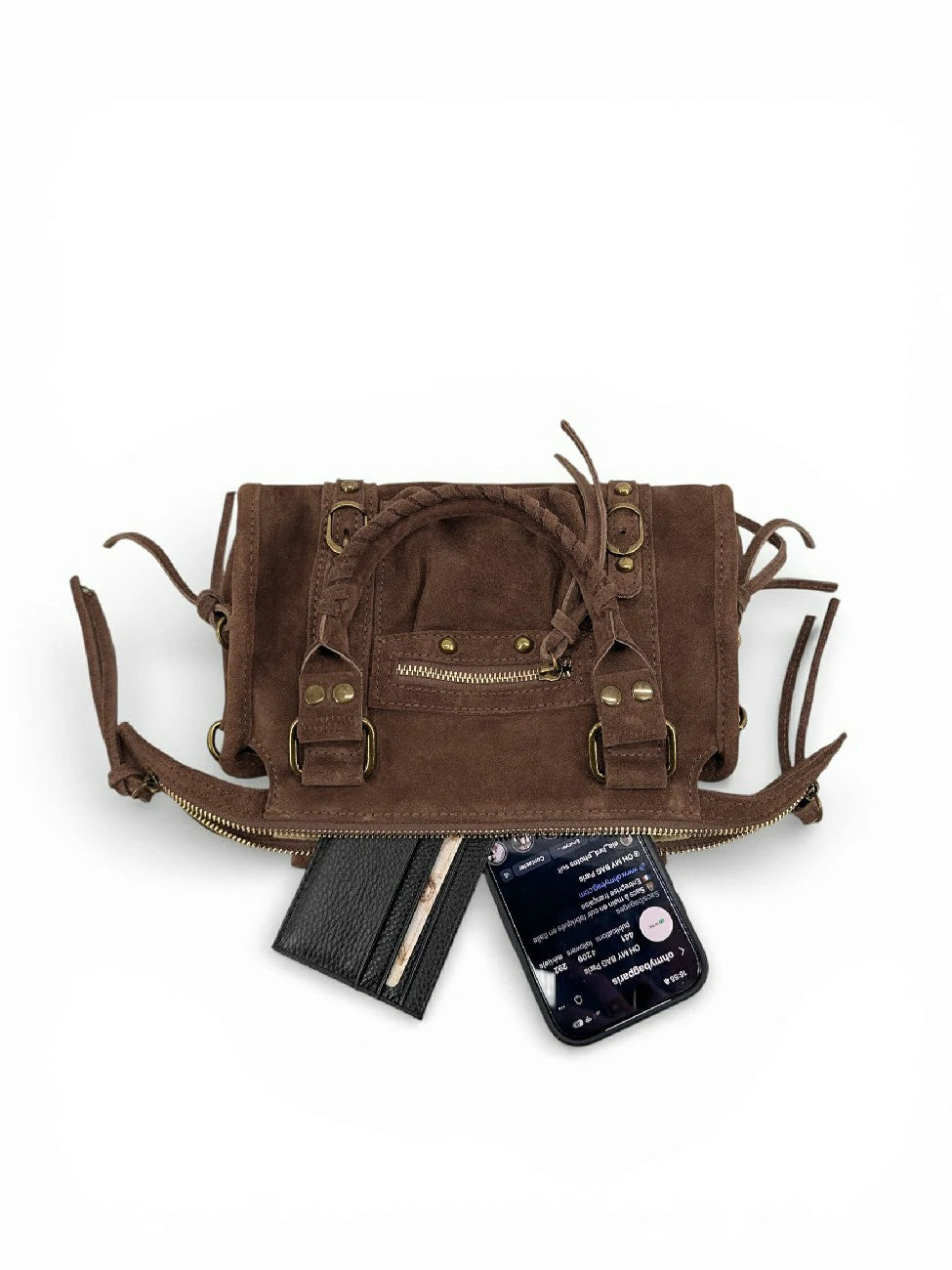 Mini-borsa in pelle scamosciata STORM SUEDE MINI Moka