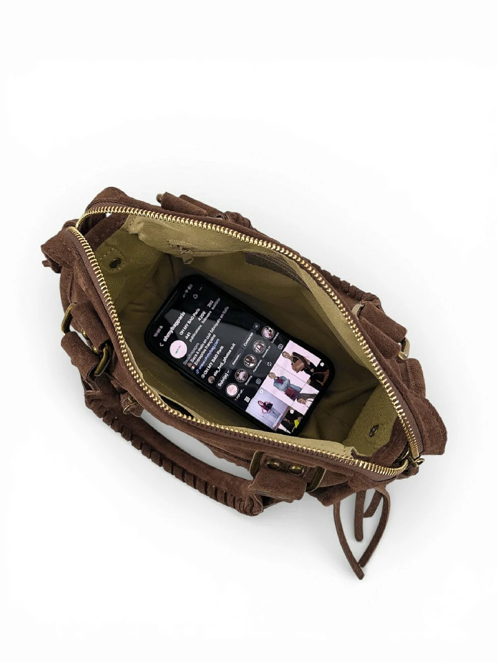 Mini-borsa in pelle scamosciata STORM SUEDE MINI Moka