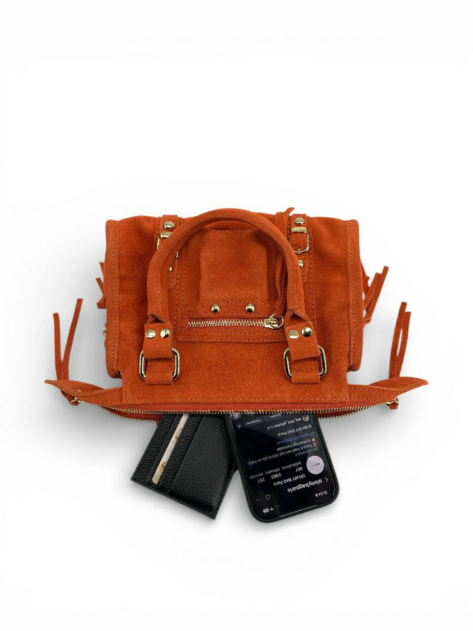 Mini-Tasche aus Wildleder STORM SUEDE NANO Mandarinenorange