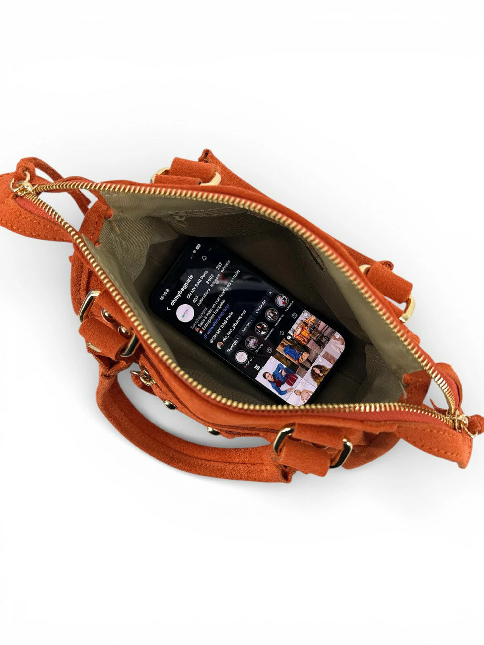 Mini-Tasche aus Wildleder STORM SUEDE NANO Mandarinenorange