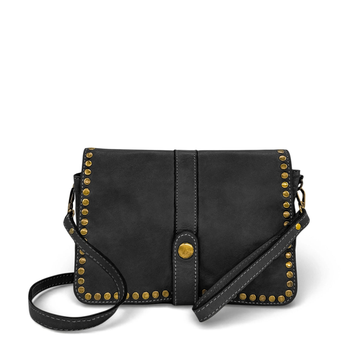 Kuriertasche mit Schulterriemen aus Vintage-Leder MISS SHAN Schwarz