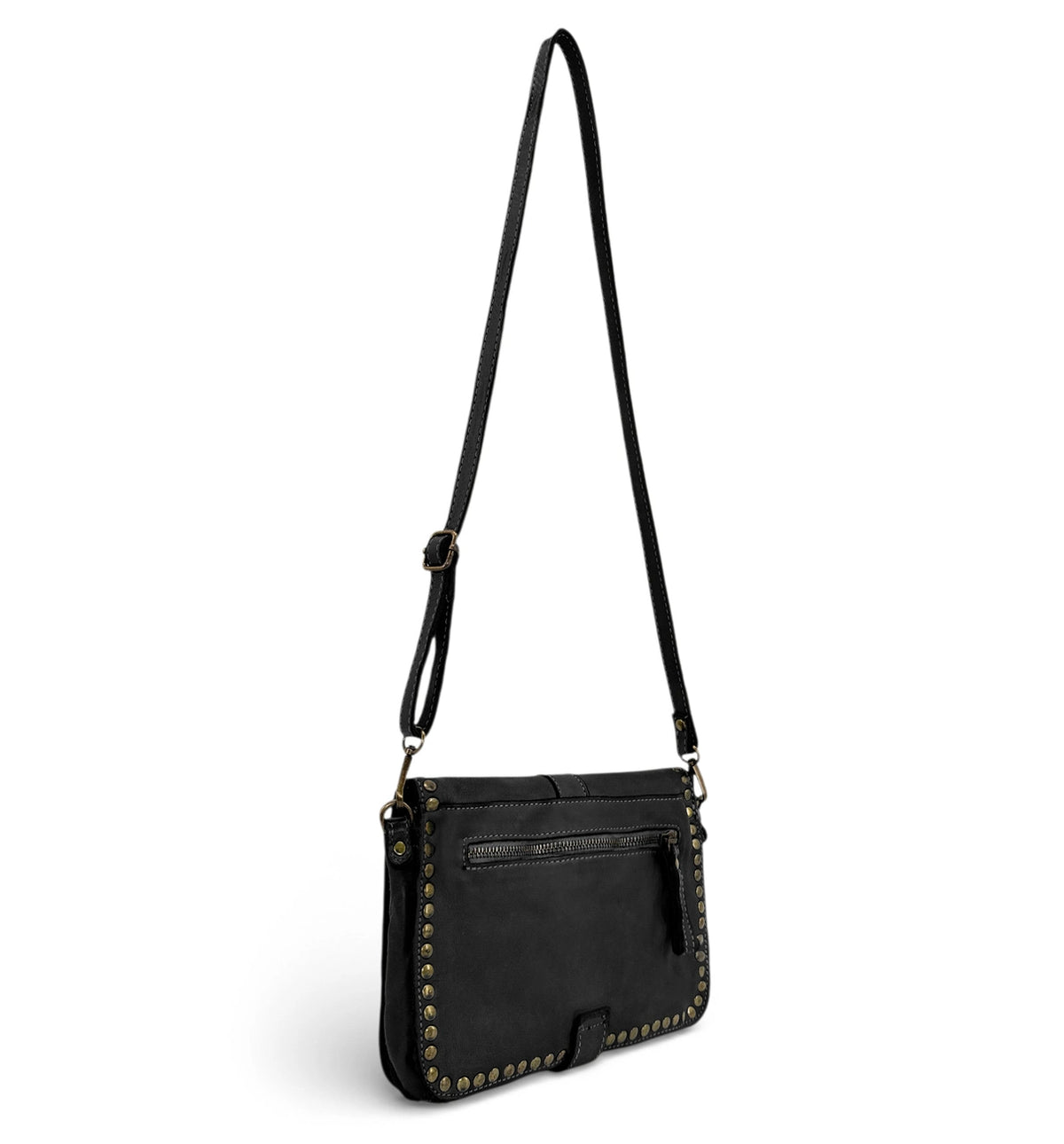 Kuriertasche mit Schulterriemen aus Vintage-Leder MISS SHAN Schwarz