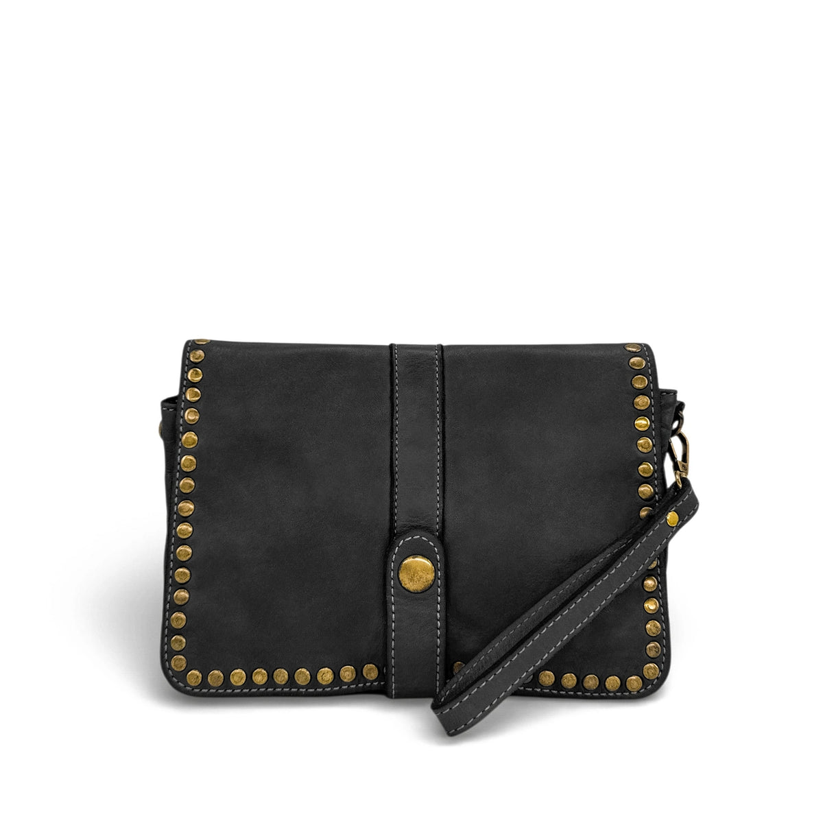 Kuriertasche mit Schulterriemen aus Vintage-Leder MISS SHAN Schwarz