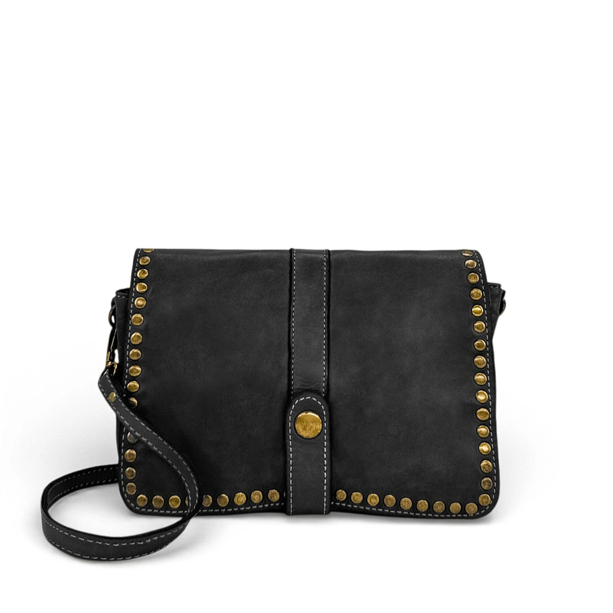 Kuriertasche mit Schulterriemen aus Vintage-Leder MISS SHAN Schwarz