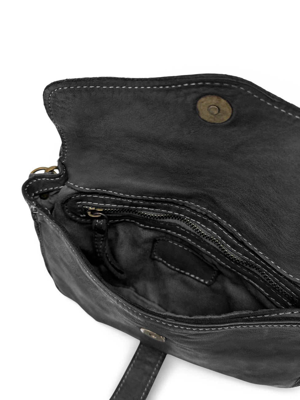 Kuriertasche mit Schulterriemen aus Vintage-Leder MISS SHAN Schwarz