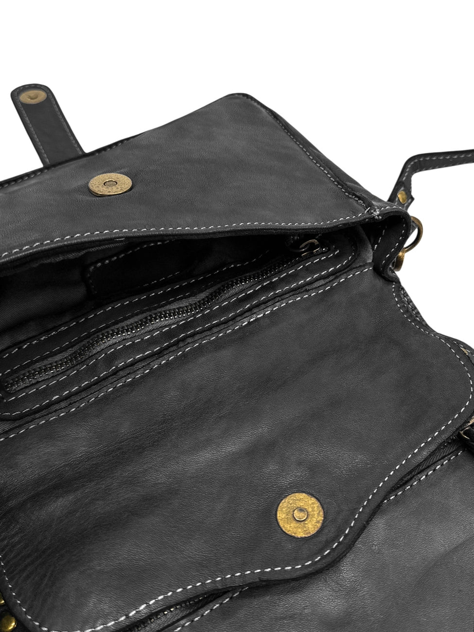 Kuriertasche mit Schulterriemen aus Vintage-Leder MISS SHAN Schwarz