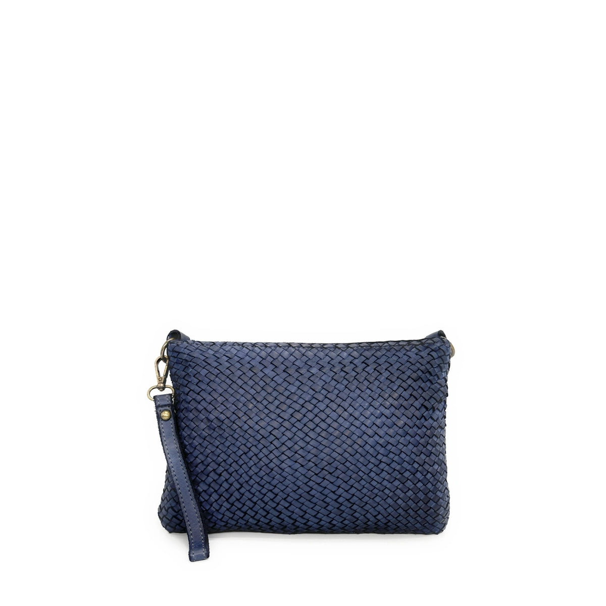 Braided leather strap bag MISS JOE Navy blue