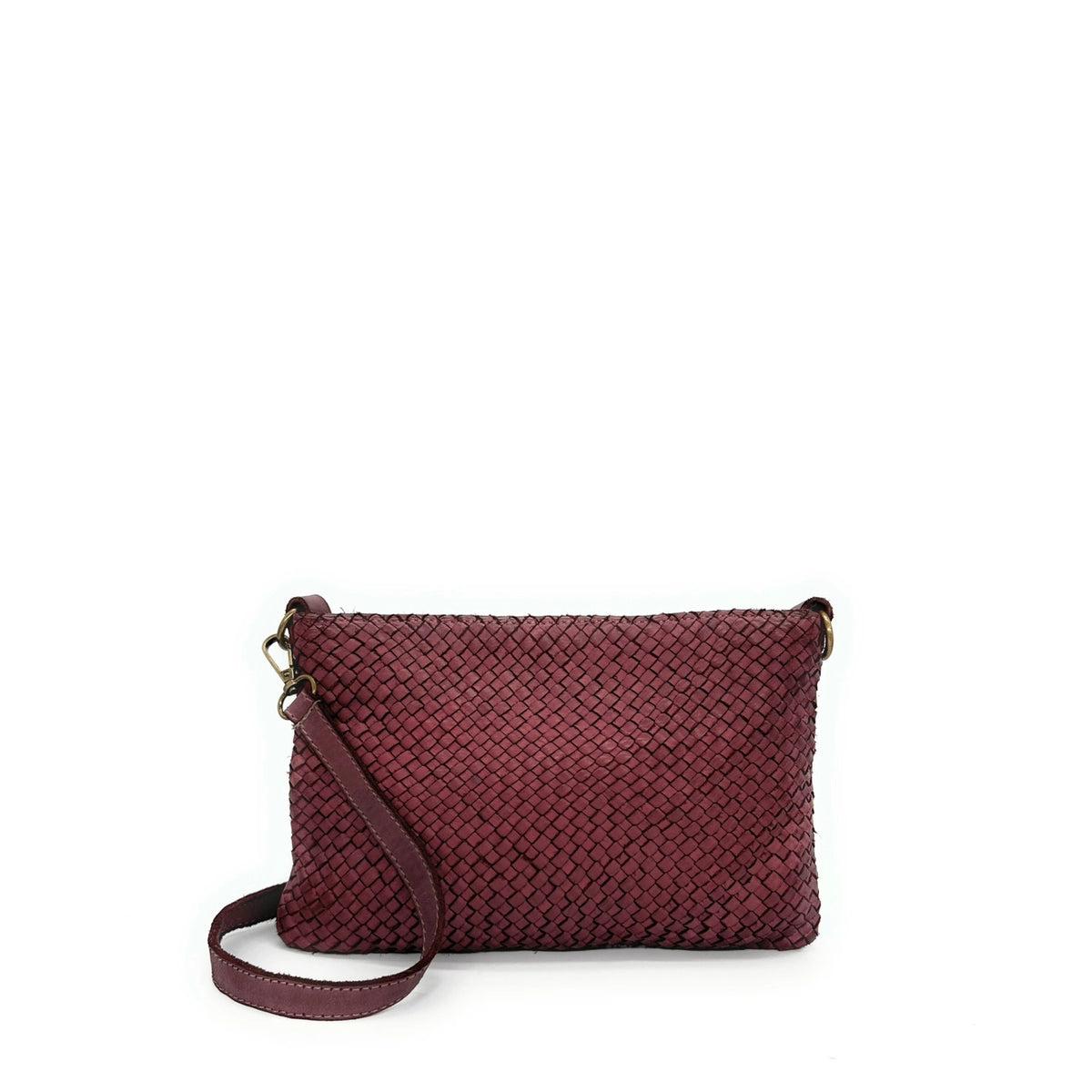 Braided leather strap bag MISS JOE Bordeaux