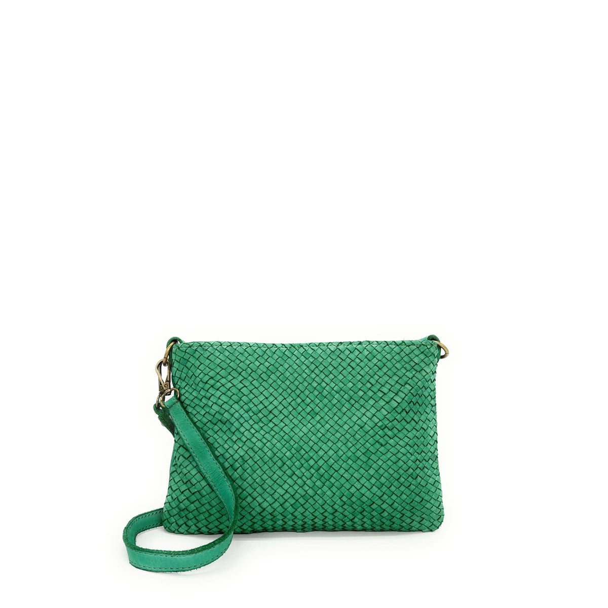 Braided leather strap bag MISS JOE English green