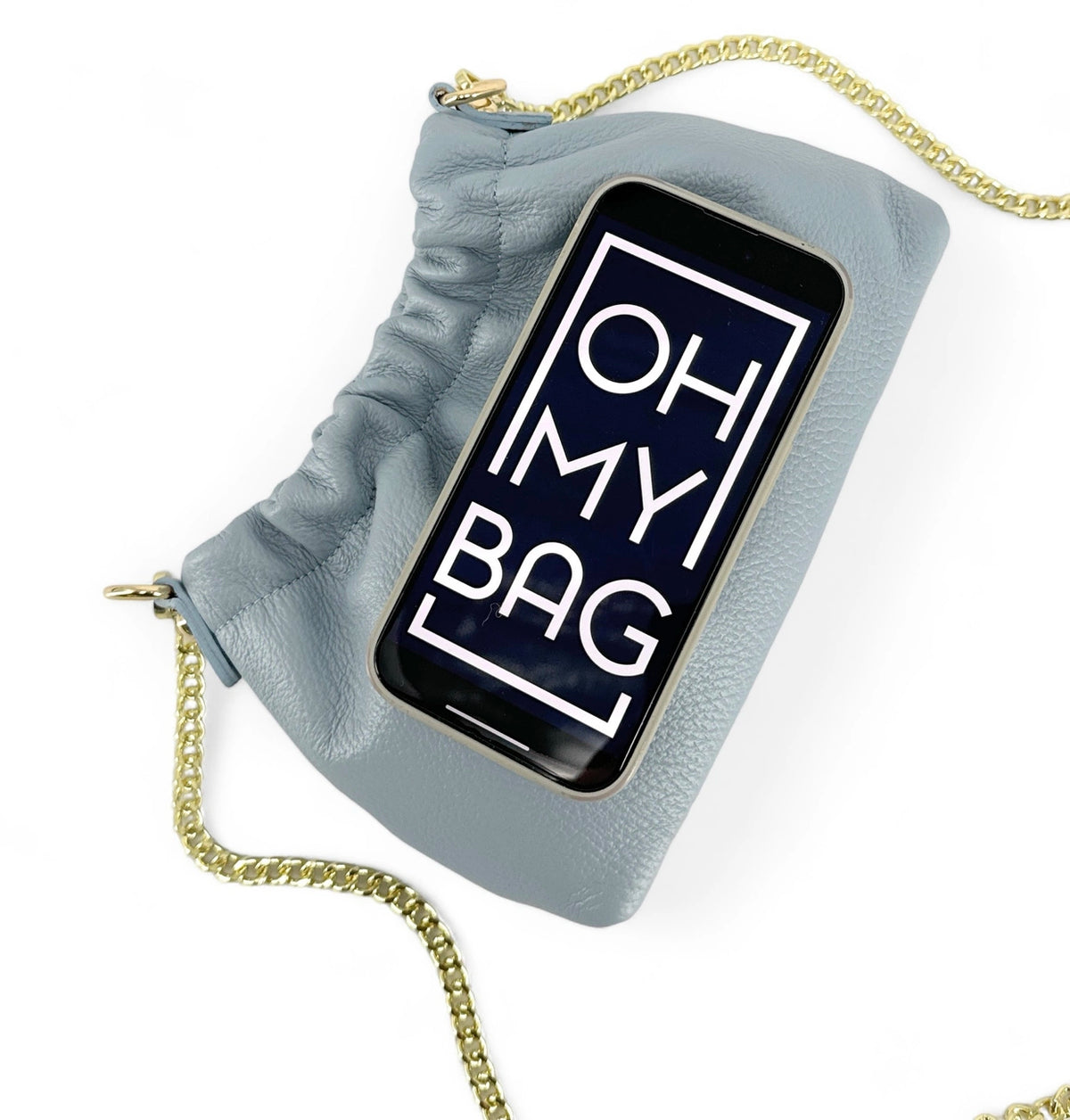 Bolso de cuero grano POUCHINETTE Azul pastel