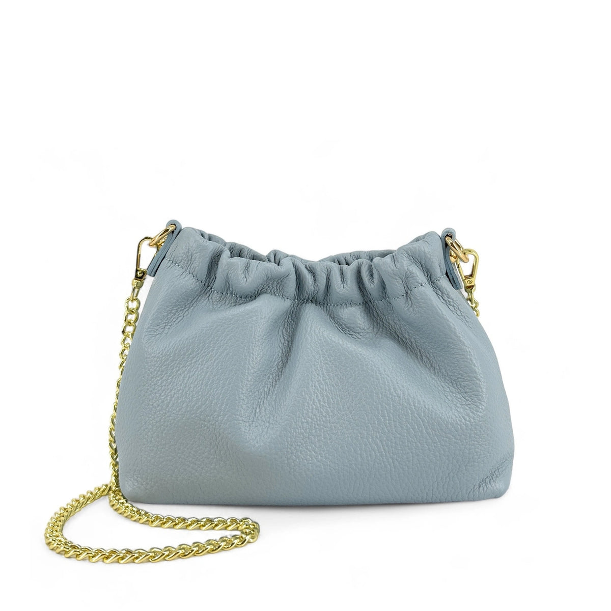 Bolso de cuero grano POUCHINETTE Azul pastel