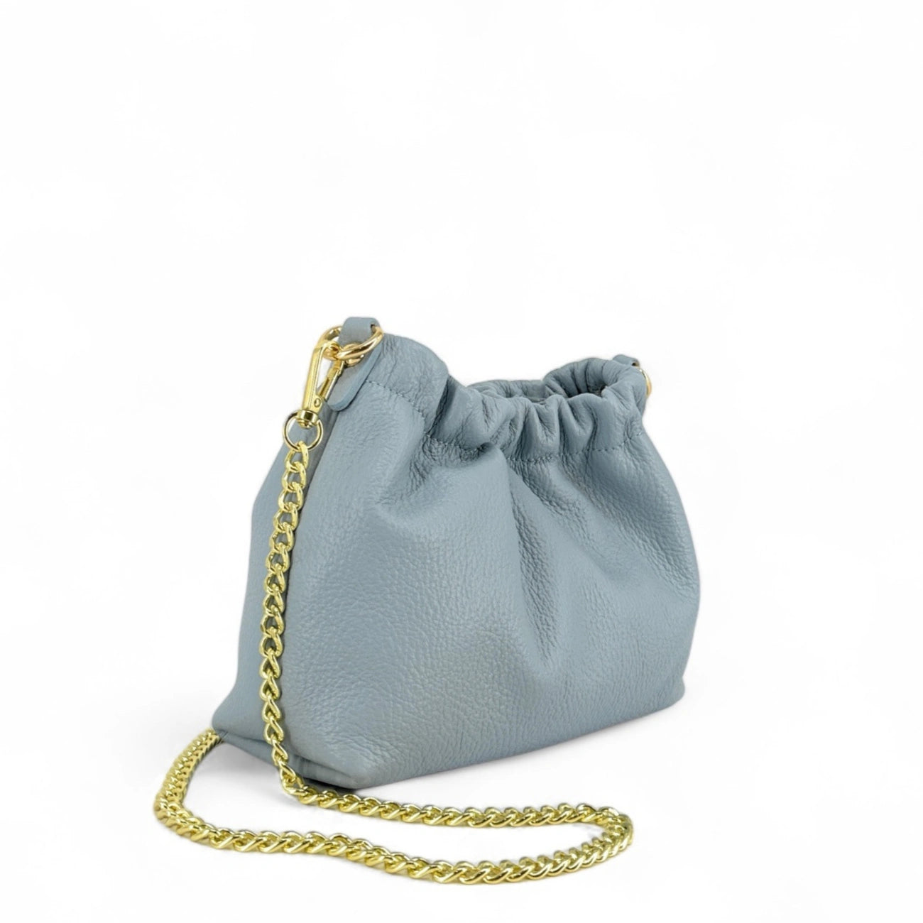 Bolso de cuero grano POUCHINETTE Azul pastel