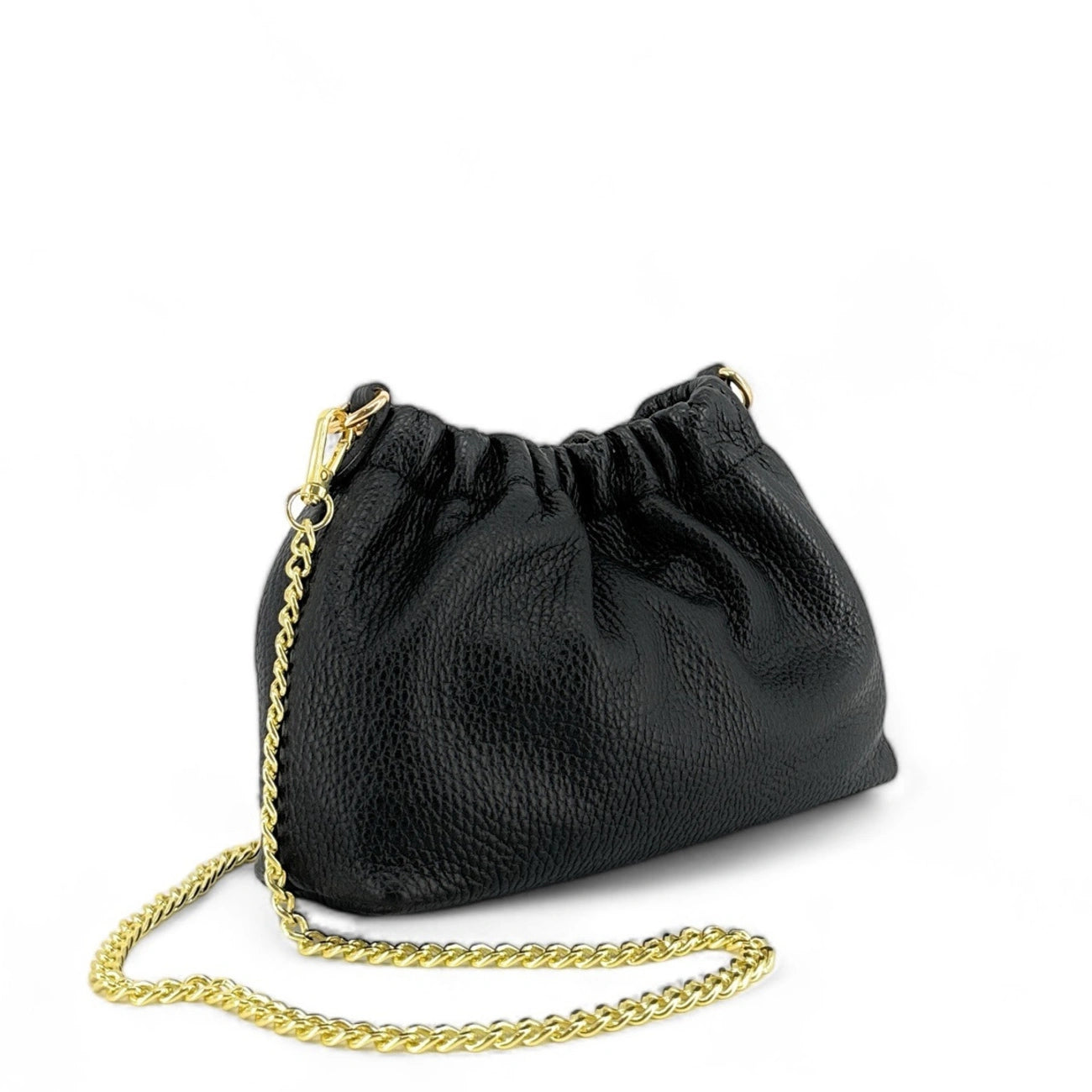 Pouch-Tasche aus genarbtem Leder LA POUCHINETTE Schwarz