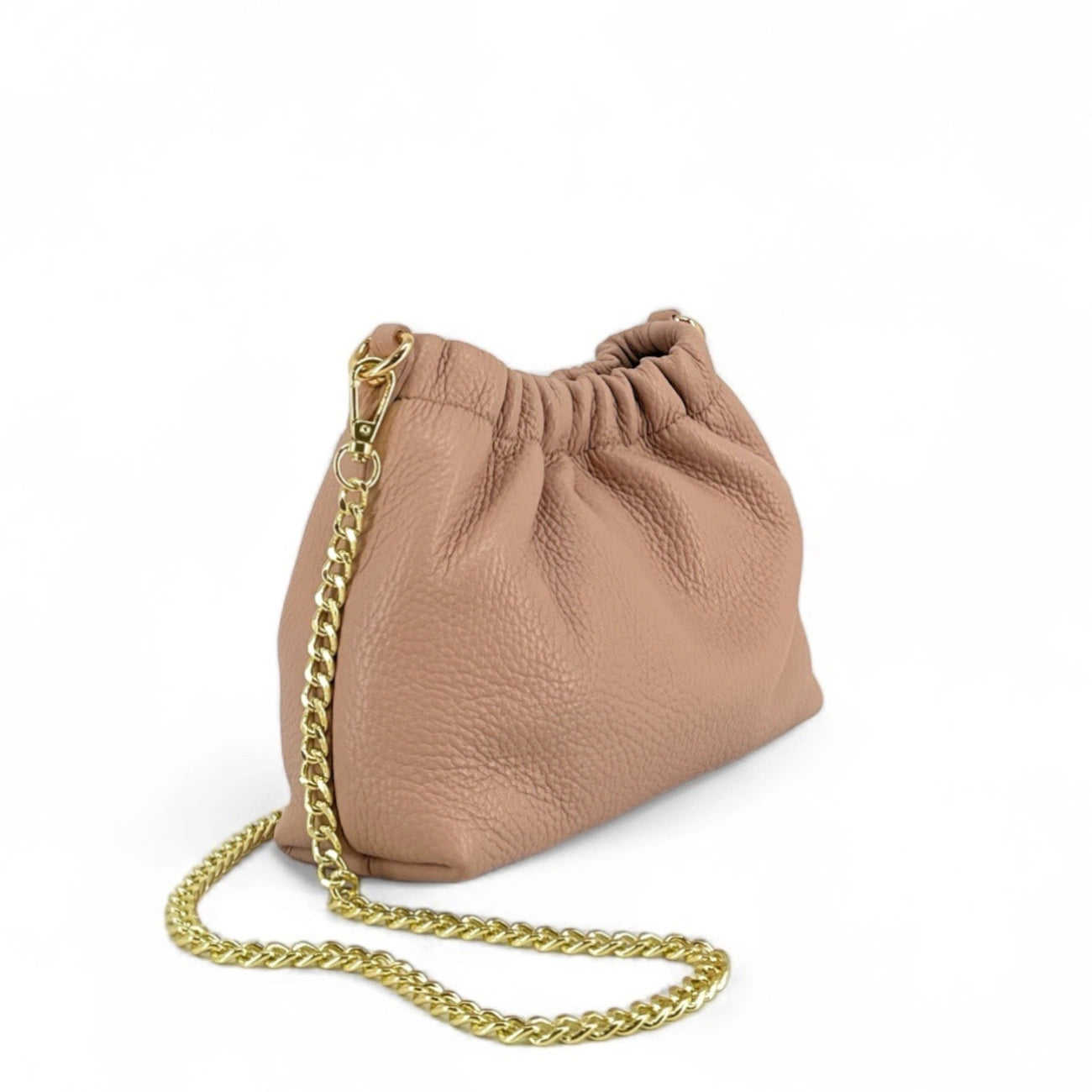Pouch-Tasche aus genarbtem Leder LA POUCHINETTE Nude-Rosa