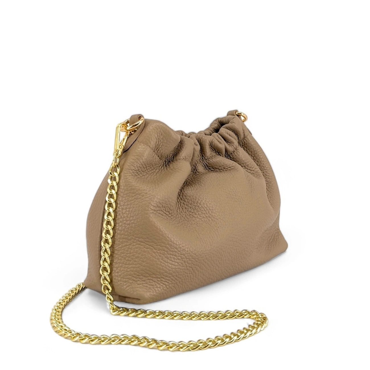 Pouch-Tasche aus genarbtem Leder LA POUCHINETTE Taupe