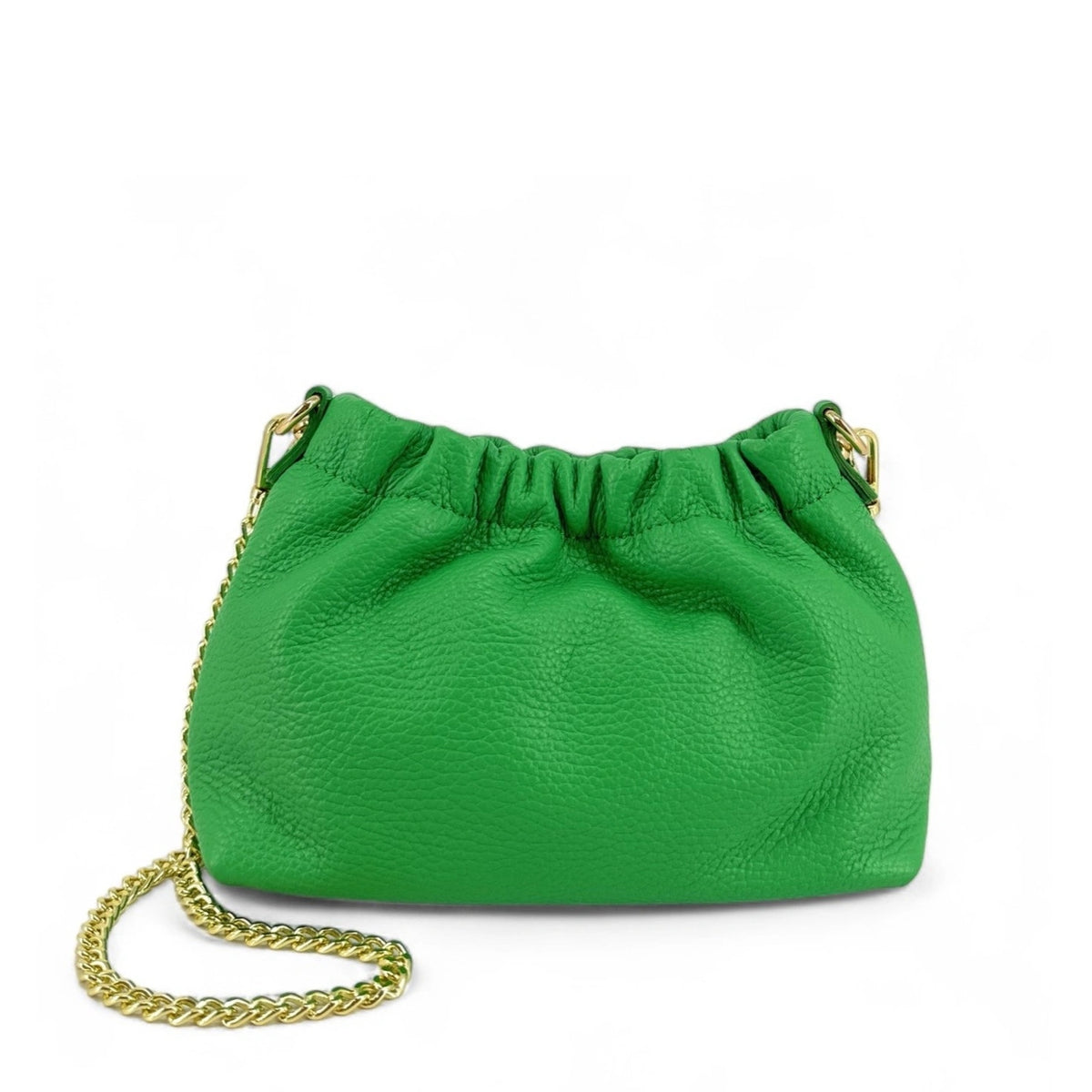 Pouch-Tasche aus genarbtem Leder LA POUCHINETTE Englischgrün