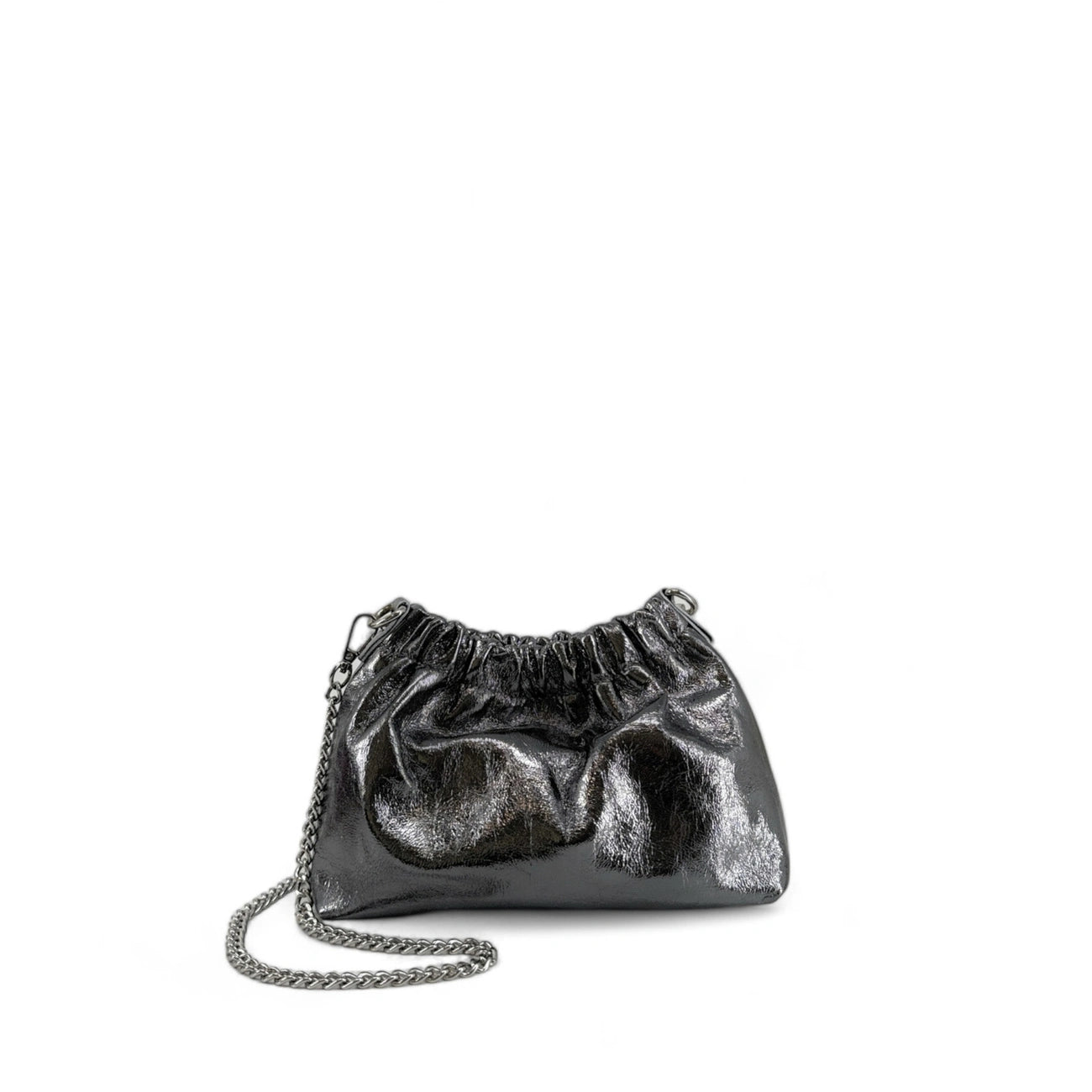 Sac pouch en cuir irisé LA POUCHINETTE Argent foncé