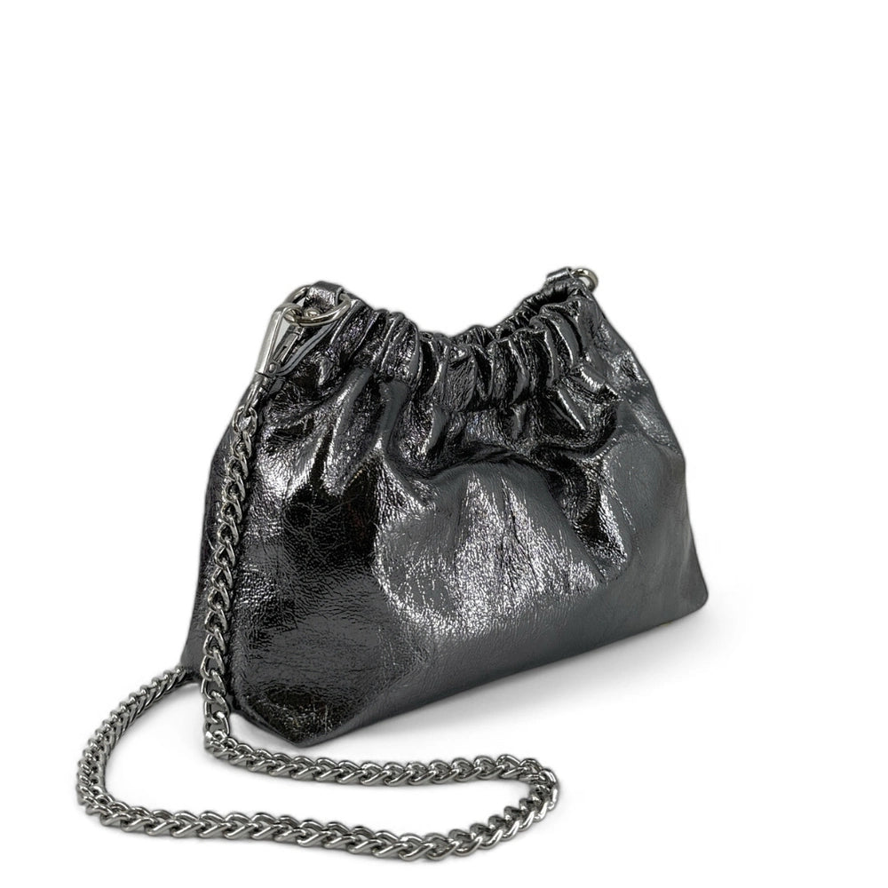 Sac pouch en cuir irisé LA POUCHINETTE Argent foncé