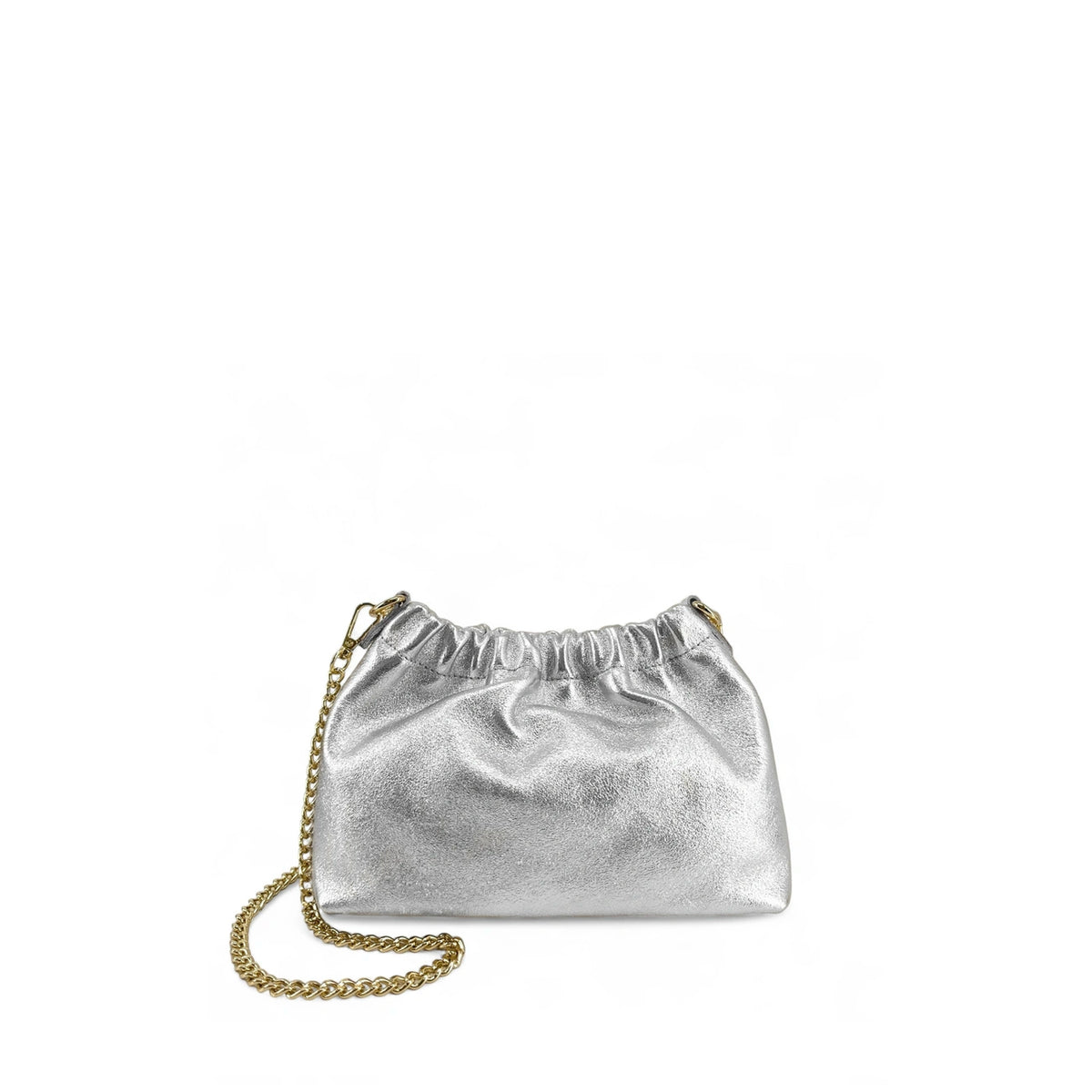 Sac pouch en cuir irisé LA POUCHINETTE Argent clair