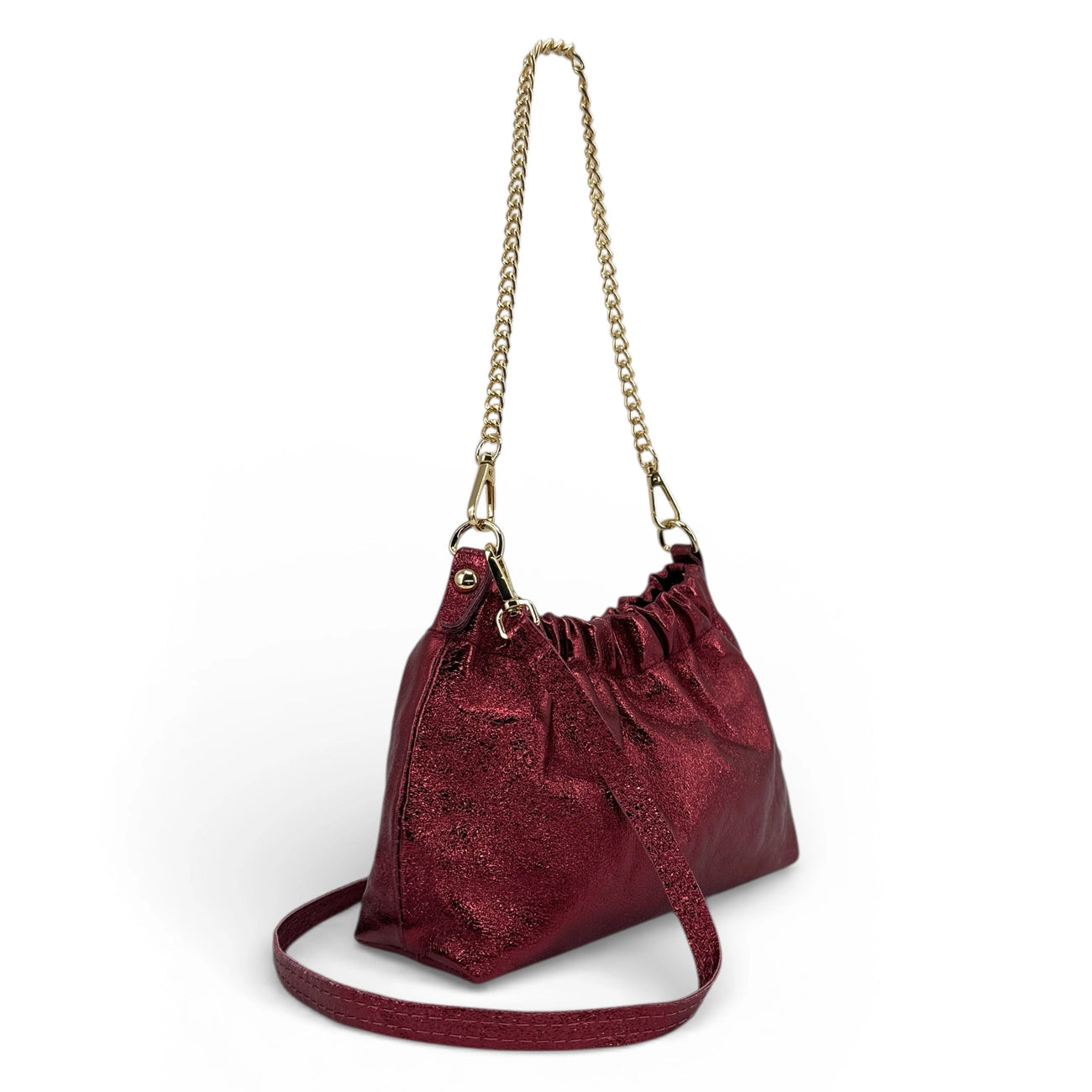 Bolso de cuero grano POUCHINETTE Rose fucsia