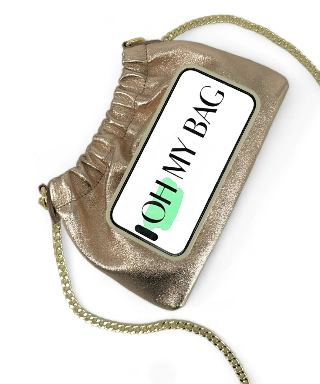Pouch-Tasche aus schillerndem Leder LA POUCHINETTE Champagner