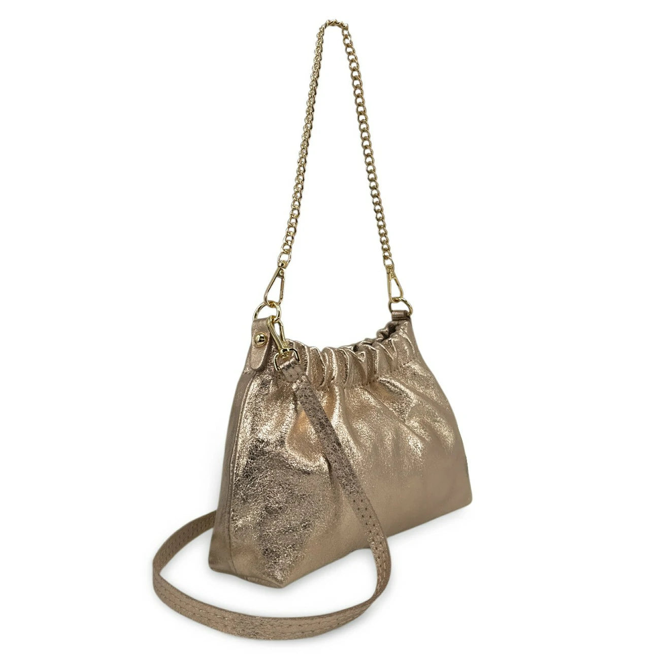 Sac pouch en cuir irisé LA POUCHINETTE Champagne