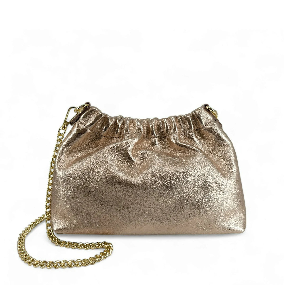 Pouch-Tasche aus schillerndem Leder LA POUCHINETTE Champagner