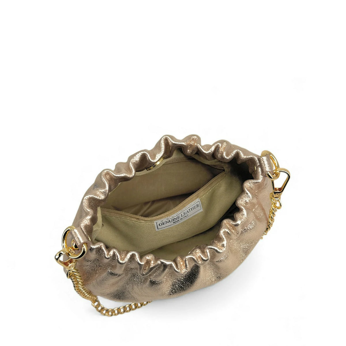 Pouch-Tasche aus schillerndem Leder LA POUCHINETTE Champagner