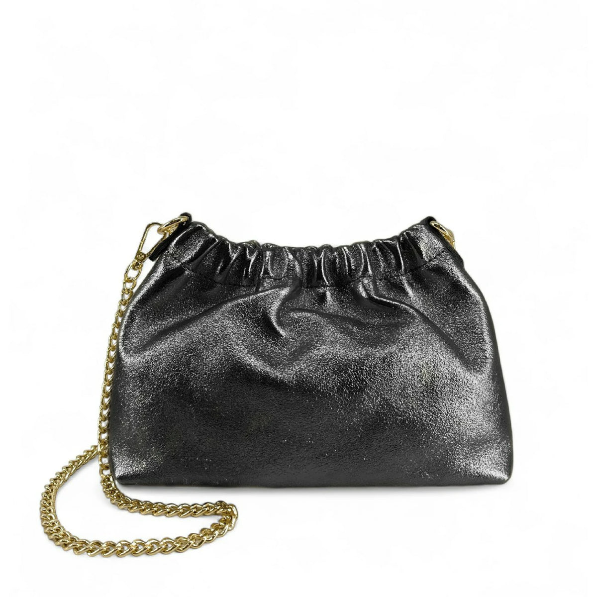 LA POUCHINETTE Iridescent Black Leather Pouch Bag
