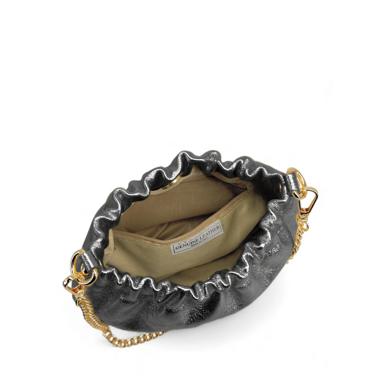 LA POUCHINETTE Iridescent Black Leather Pouch Bag