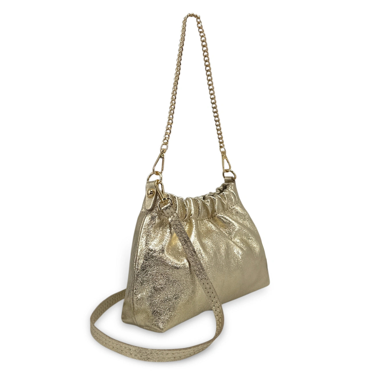 Borsa pouch in pelle iridescente LA POUCHINETTE Oro pallido
