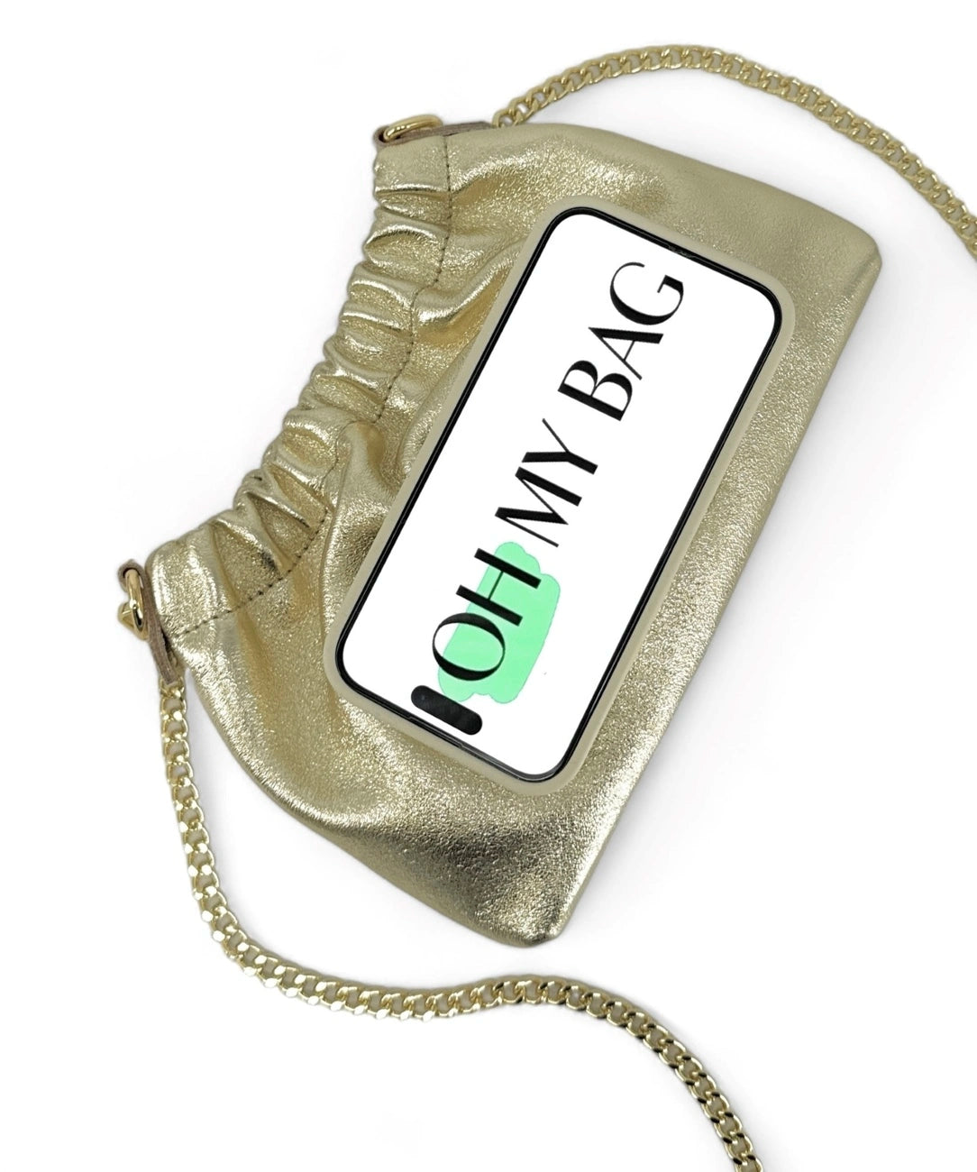 Borsa pouch in pelle iridescente LA POUCHINETTE Oro pallido