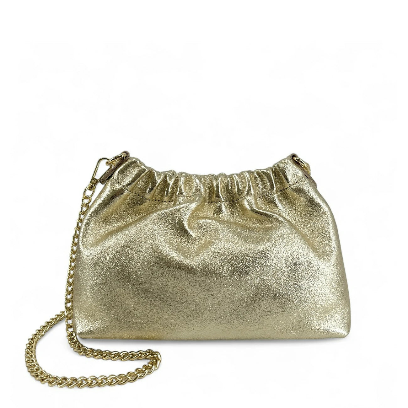 Sac pouch en cuir irisé LA POUCHINETTE Or pâle