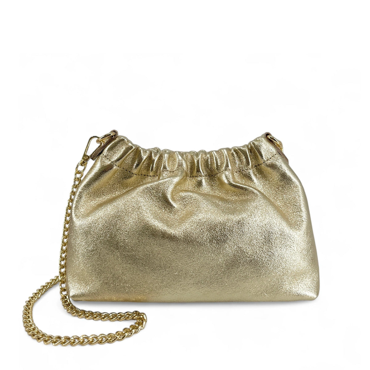 Borsa pouch in pelle iridescente LA POUCHINETTE Oro pallido