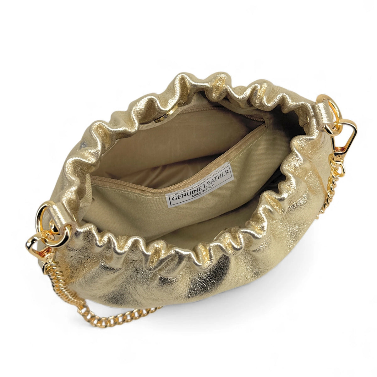 Borsa pouch in pelle iridescente LA POUCHINETTE Oro pallido