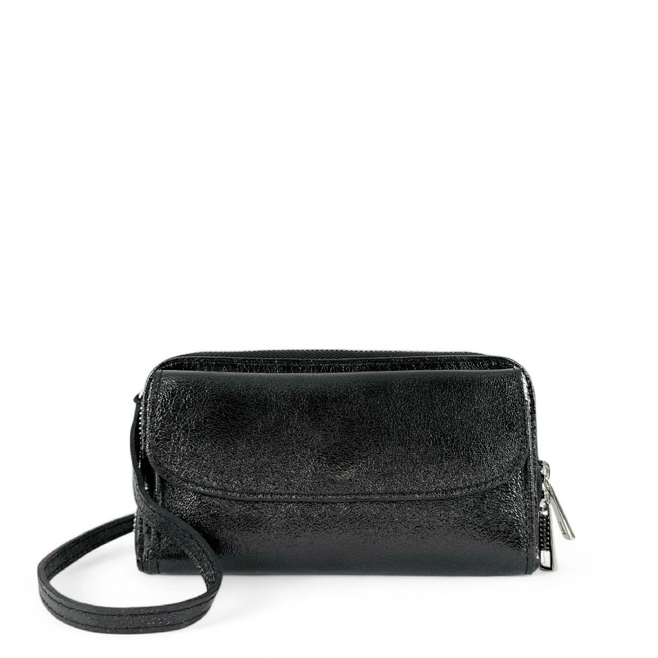 Borsa per il portafoglio in cinghia in cuoio a grana CITY Viola