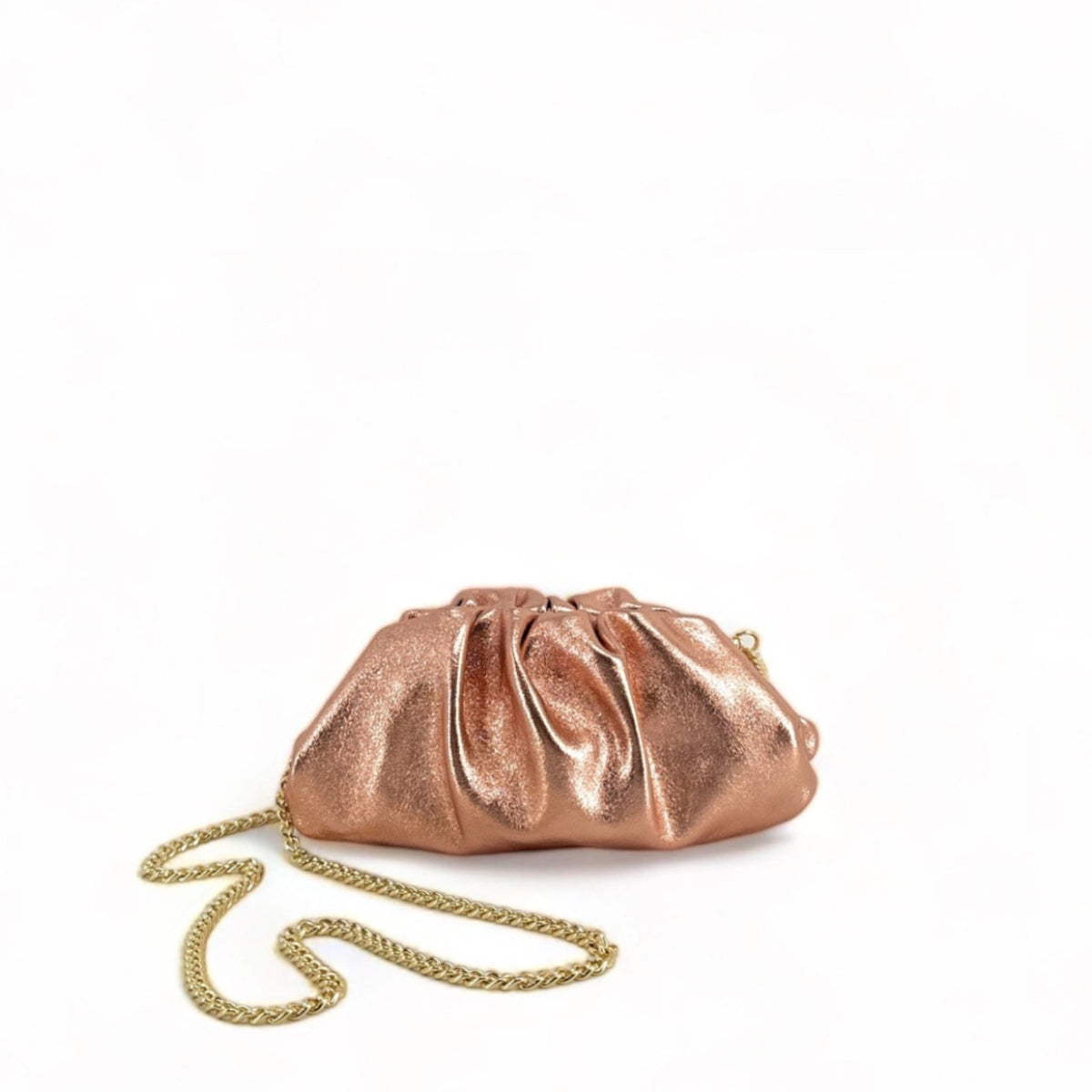 Mini-sac à main pouch en cuir irisé RIO Rose gold