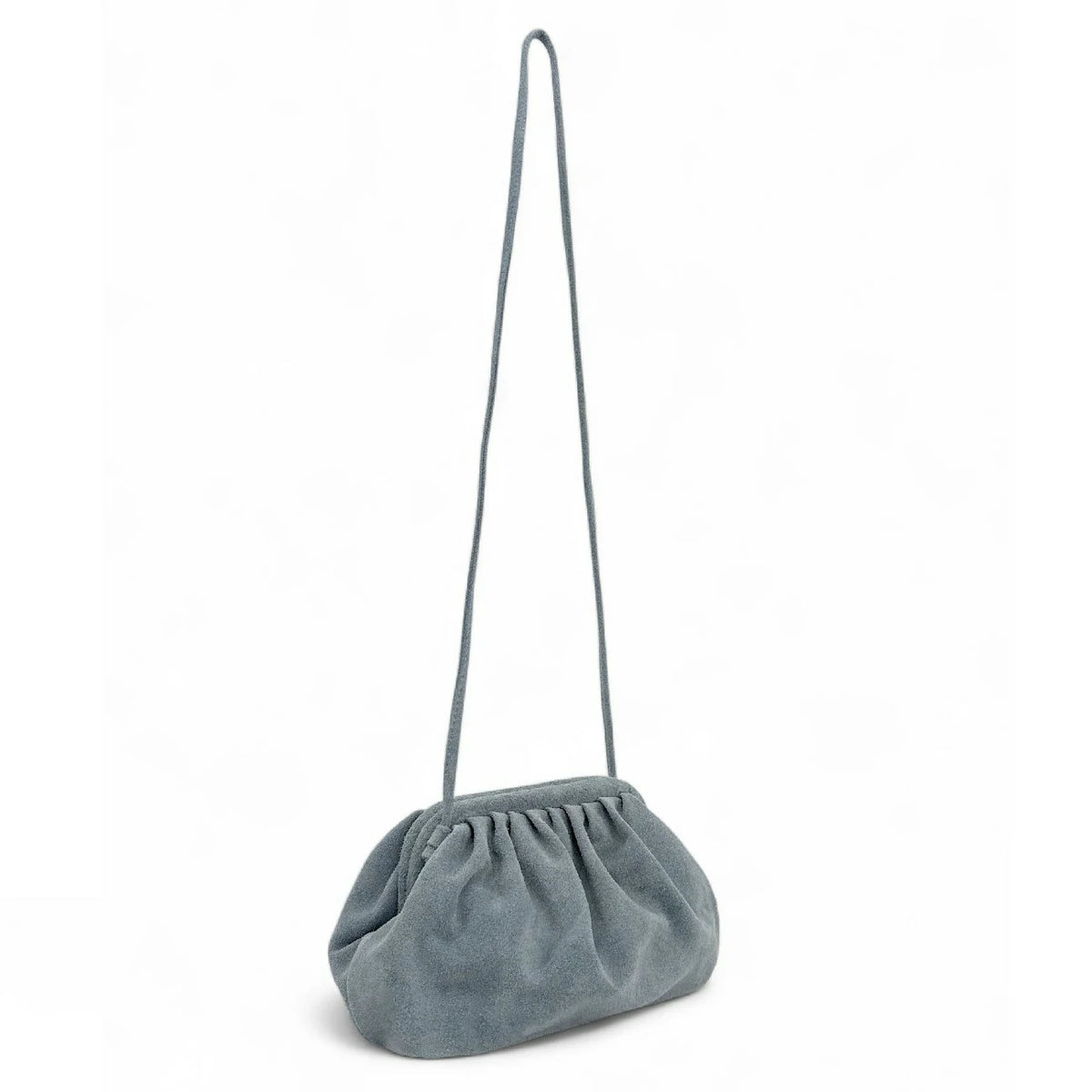 Wildleder-Pouch-Handtasche BRASILIA Pastellblau