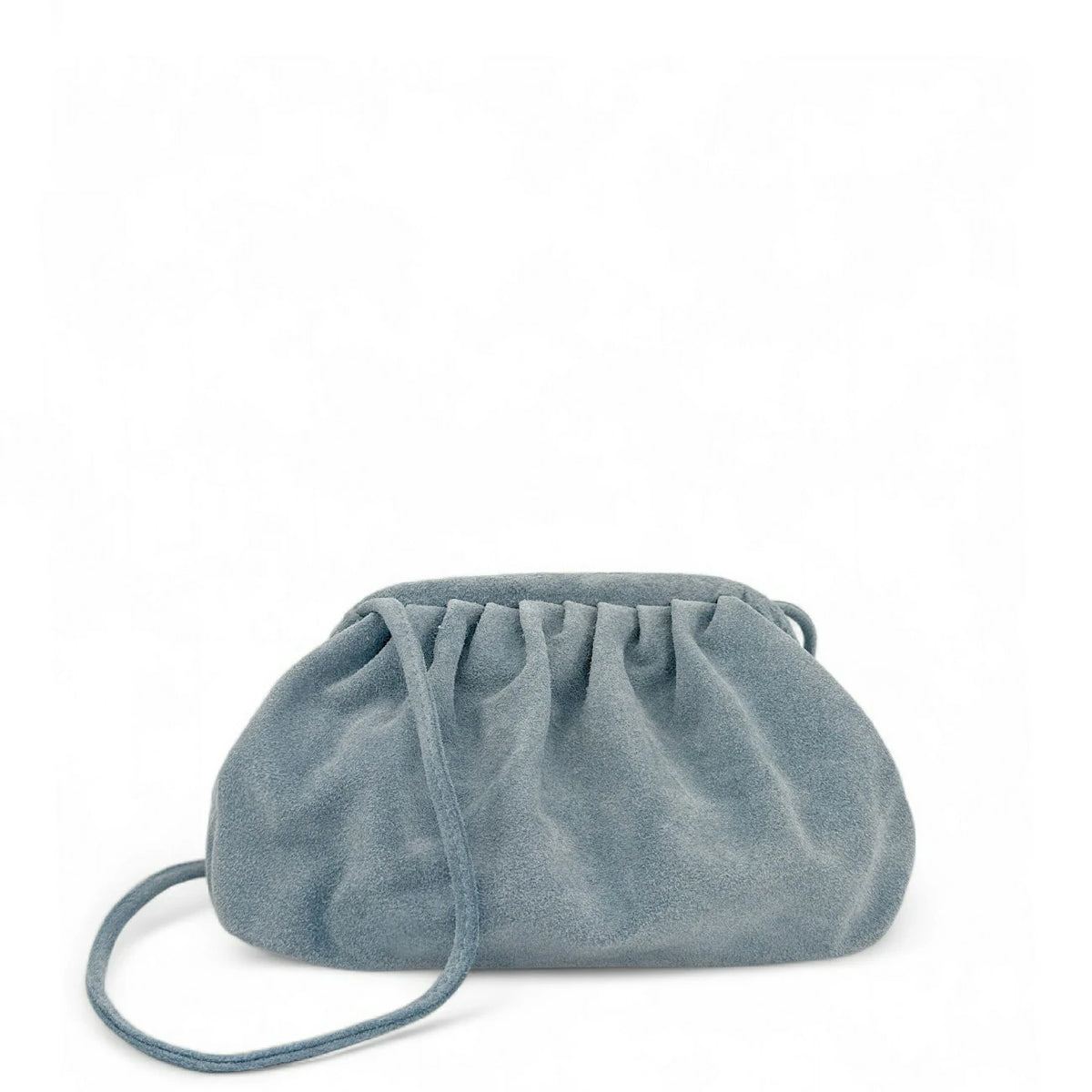 Wildleder-Pouch-Handtasche BRASILIA Pastellblau
