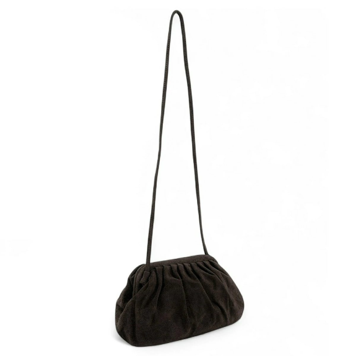 Borsa a mano pouch in pelle scamosciata BRASILIA cioccolato