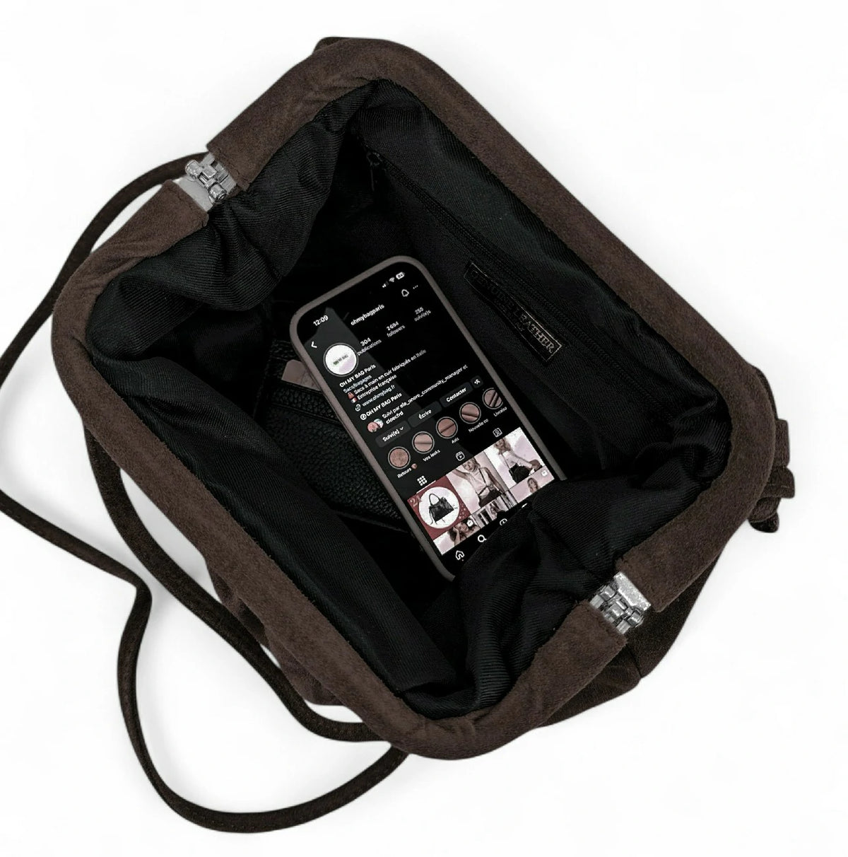 Borsa a mano pouch in pelle scamosciata BRASILIA cioccolato