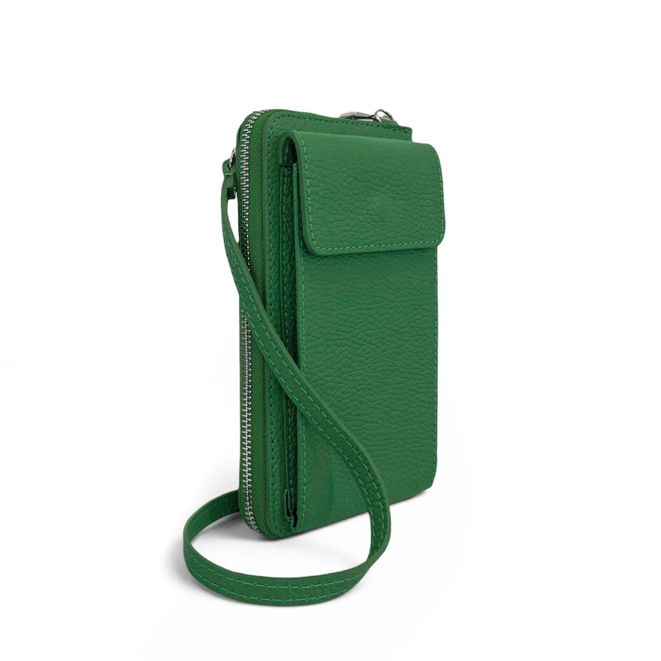 Mini-sac pochette en cuir grainé STREET Vert anglais