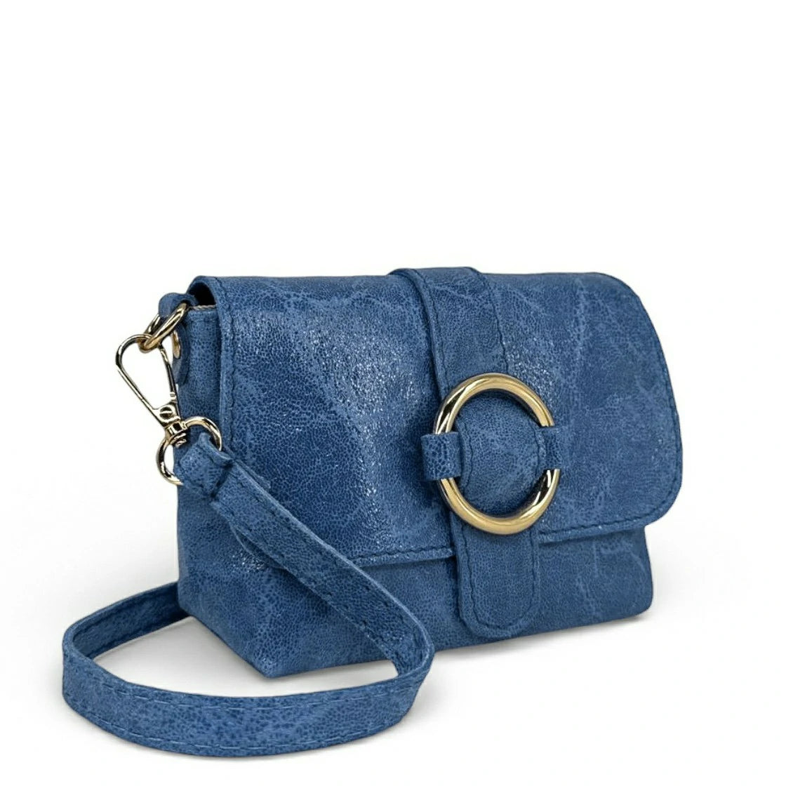 Mini sac en cuir brossé LITTLE VERONE Bleu denim