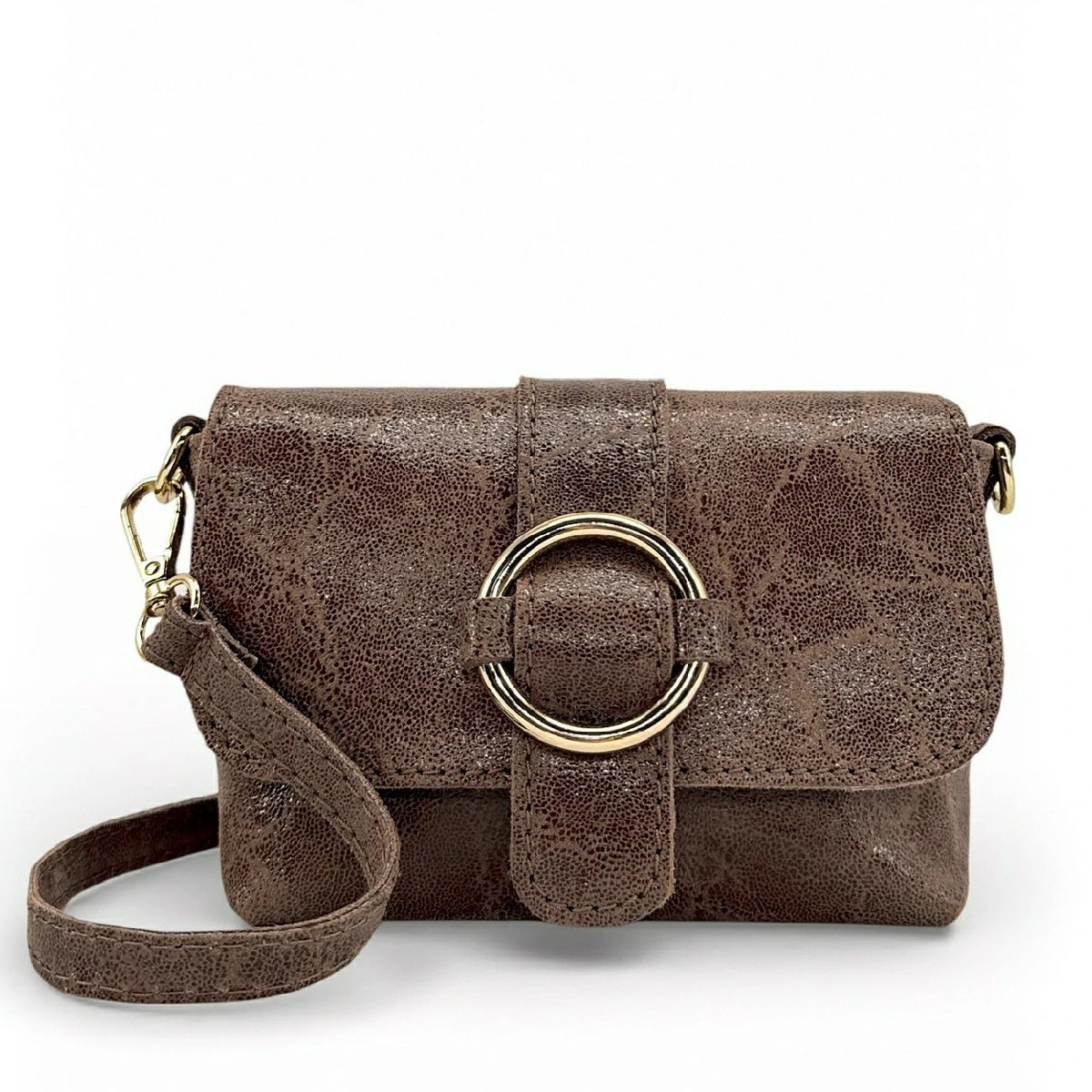 BERLINGOT mocha brushed leather micro bag