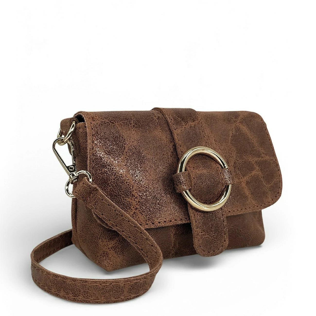 Mini sac en cuir brossé LITTLE VERONE Châtaigne