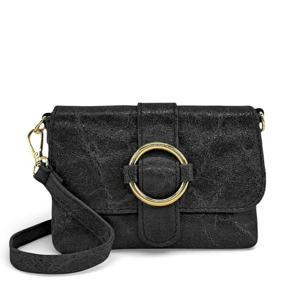 BERLINGOT black brushed leather micro bag