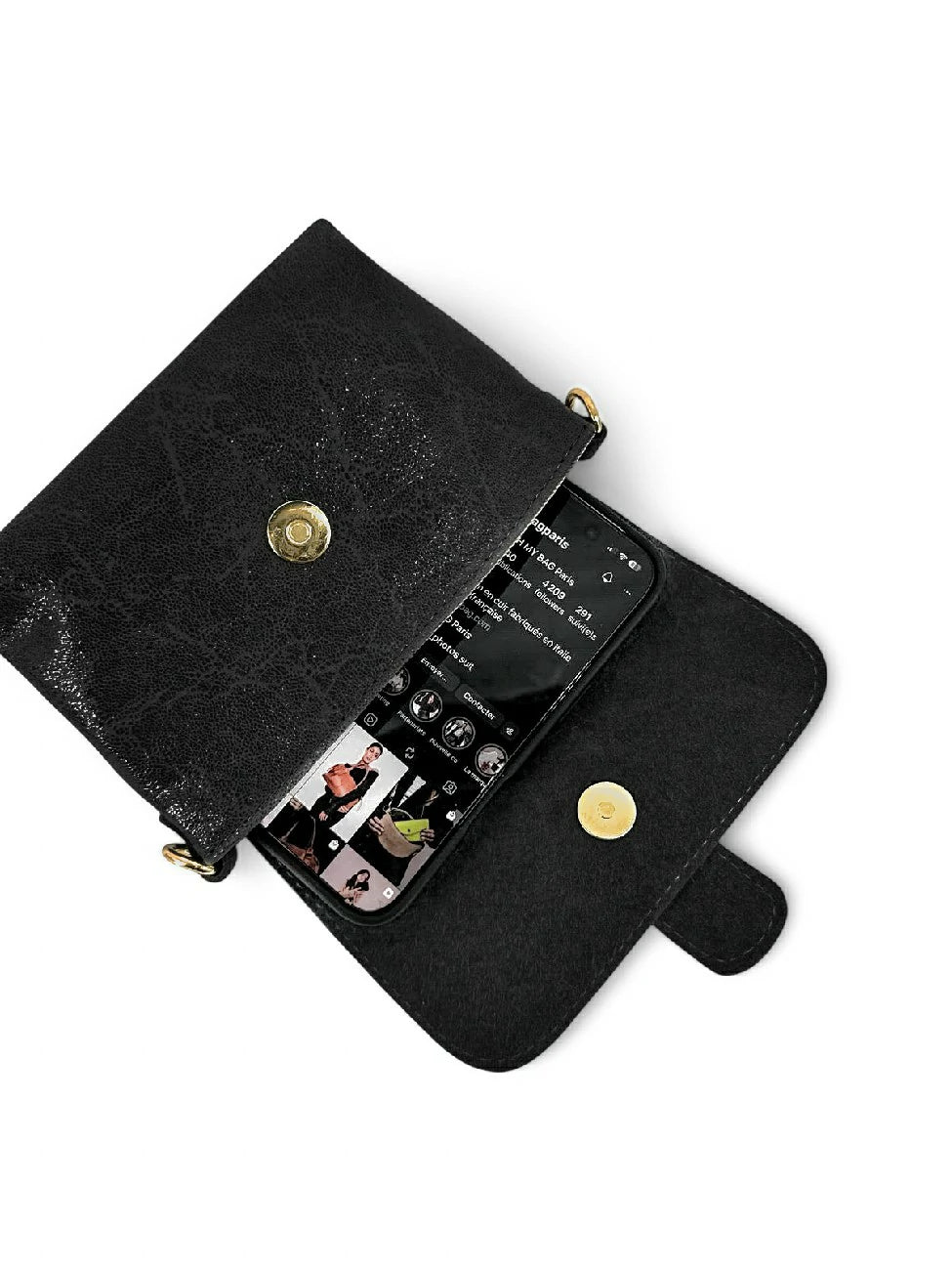 BERLINGOT black brushed leather micro bag