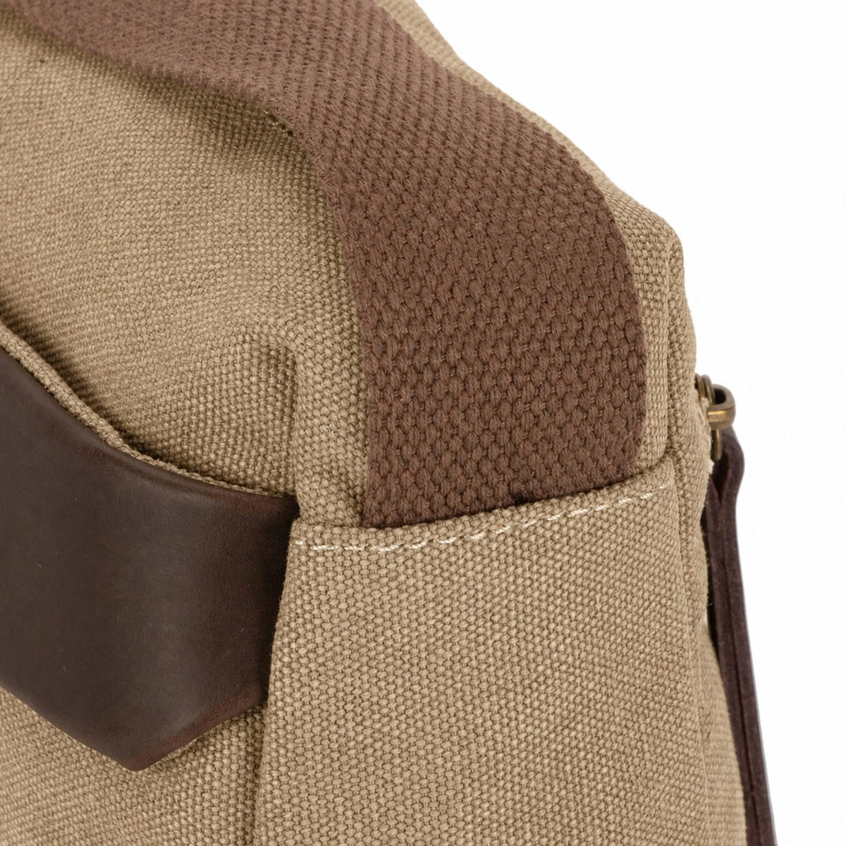 Umhängetasche aus Canvas und Leder GARIBALDI Dunkelbeige